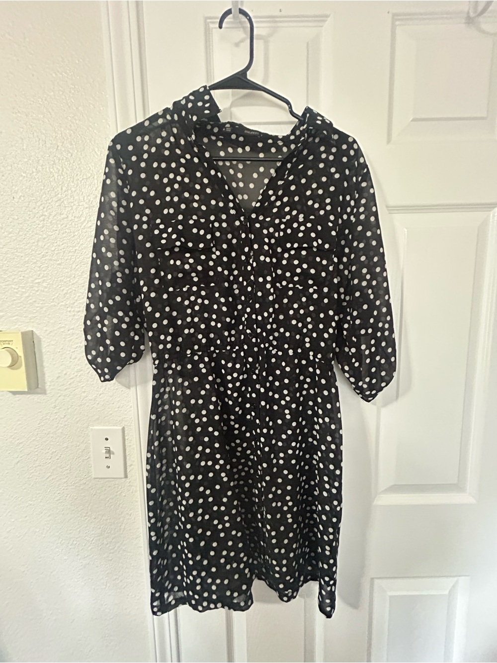 Maurices Black Mini Dress with White Polka Dots